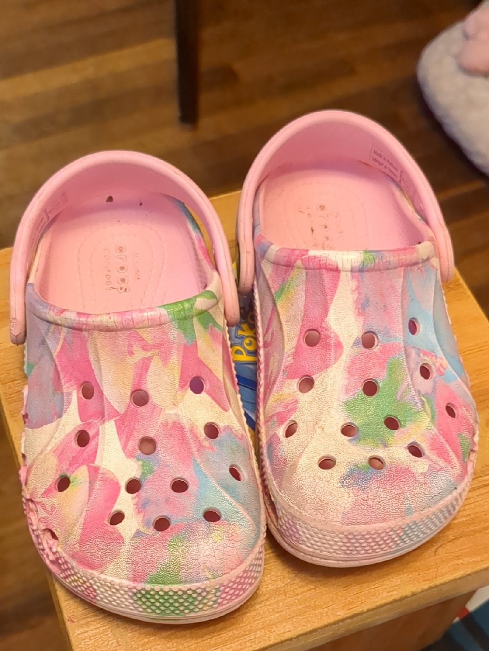 CROCS Kids Pink Multi-Color Swirl Clogs